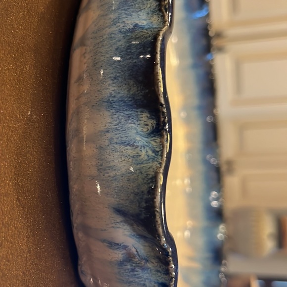 Pigeon River Pottery Pie Plate Signed Blue Cream Oven Safe Excellent Condition - Picture 4 of 13